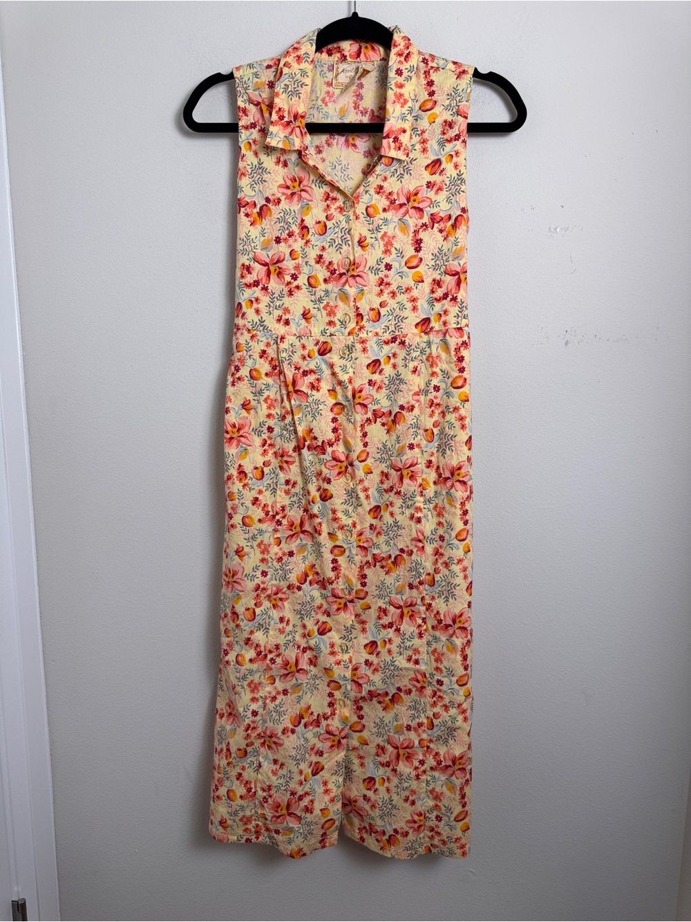 Vintage April Cornell Floral Sleeveless Maxi Dress Size Small Cotton Summer